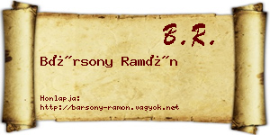 Bársony Ramón névjegykártya